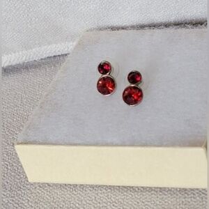 Napier Red Crystal Double Stud Earrings
